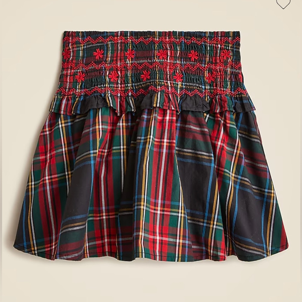 J.Crew Girls' smocked skirt in tartan poplin